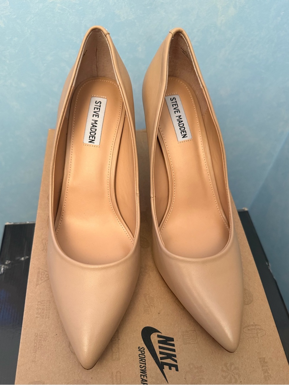 Women’s Steve Madden size 11 tan/nude leather stiletto pumps 3.5 inch heel new